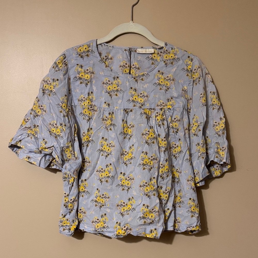 Floral Blue Oversized Women's Cropped Top